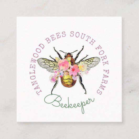 ハニービーフローラスクエアビジネスカード スクエア名刺 (正面)