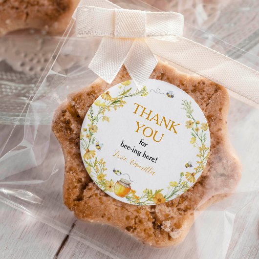 ハニービーフローラステッカーラベル誕生日 ラウンドシール