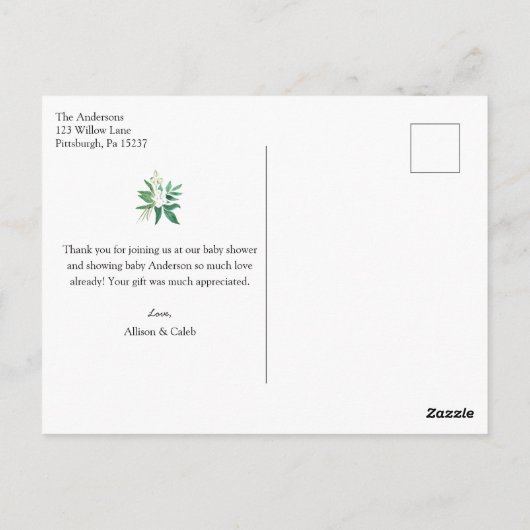 ハニービーフローラベビーシャワーありがとうはがき ポストカード (裏面)