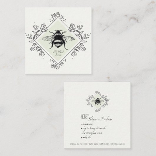 ハニービーフローラロゴスキンケア製品スクエア スクエア名刺 (正面/裏面)