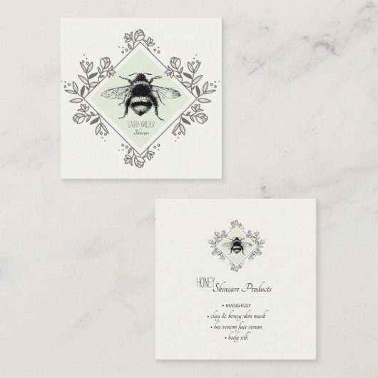 ハニービーフローラロゴスキンケア製品 スクエア名刺 (正面/裏面)