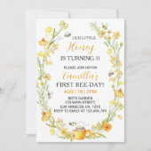 ハニービーフローラ誕生日招待状のまわりに 招待状 (正面)