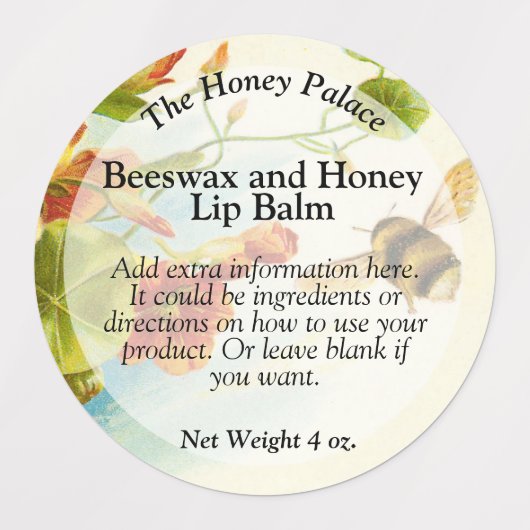 ハニービーフローラ防水リップバーム錫ラベル ラベル (デザイン1)