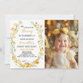 ハニービーフローラ1st誕生日招待状 サンキューカード (正面)