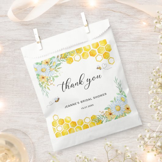 ハニービーブライダルシャワー感謝していユー フェイバーバッグ (クリップ留めされた状態)