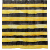 ハニービーブラック金ゴールドイエロークリスマス シャワーカーテン (正面)