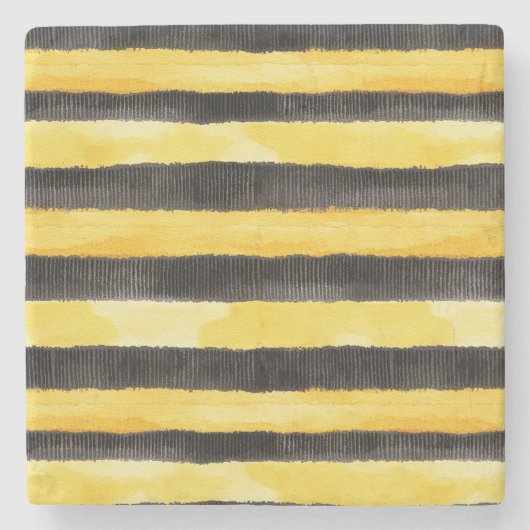 ハニービーブラック金ゴールドイエロークリスマス ストーンコースター (正面)