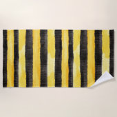 ハニービーブラック金ゴールドイエロークリスマス ビーチタオル (正面)