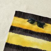 ハニービーブラック金ゴールドイエロークリスマス ビーチタオル (インサイチュ)