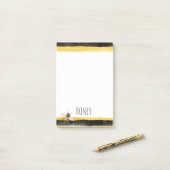 ハニービーブラック金ゴールドイエロー ポストイット (デスク上)