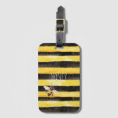 ハニービーブラック金ゴールドイエロー ラゲッジタグ (正面縦)