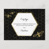 ハニービーブラック金ゴールドカスタムブリデスメイド提案 インビテーションポストカード (裏面)