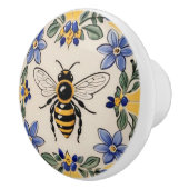 ハニービーブルーと黄地中海の色 セラミックノブ (右)