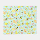 ハニービーブルー フリースブランケット (正面(横))