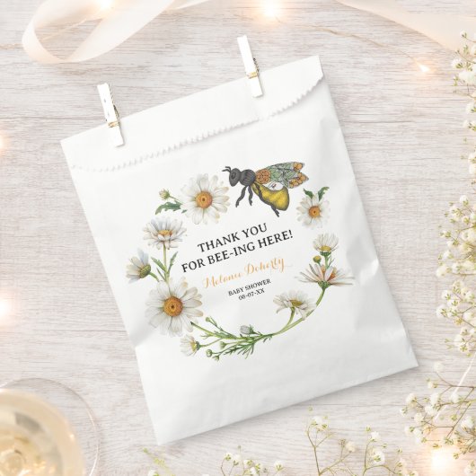 ハニービーベビーシャワーフェイバーバッグ | ありがとうハネック フェイバーバッグ (クリップ留めされた状態)