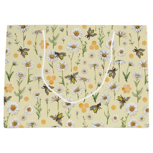 ハニービーベビーシャワー抱き枕 | （昆虫）マルハナバチパターン ラージペーパーバッグ (正面)