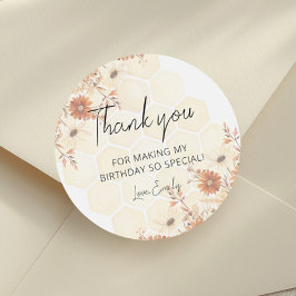 ハニービーボホーワイルドフラワー誕生日感謝してい ラウンドシール