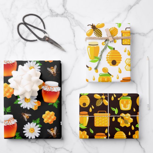 ハニービーラッピング紙セット3 ラッピングペーパーシート (正面)
