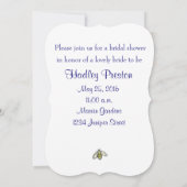 ハニービーラベンダーウォーターカラーフラワーブライダルシャワー 招待状 (裏面)