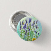ハニービーラベンダーハーブウォーターカラー花 缶バッジ (正面&裏面)