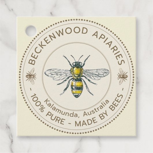 ハニービーレーベルイエロービーキーパーアピラつるラベル フェイバータグ (正面)