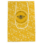 ハニービーロゴビジネスまたは誕生日 ミディアムペーパーバッグ (裏面)