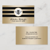 ハニービーロゴブラック金ゴールドストライプ養蜂場 名刺 (正面/裏面)