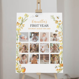 ハニービーワイルドフラワーファースト誕生日マイルストーンサイン ポスター