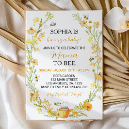 ハニービーワイルドフラワーベビーシャワー招待状 招待状