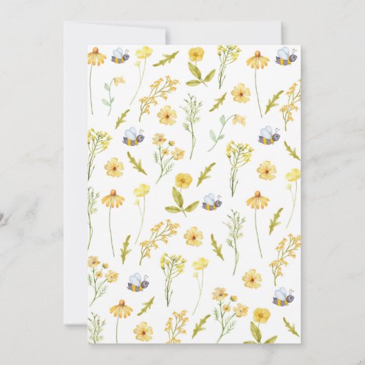 ハニービーワイルドフラワーベビーシャワー招待状 招待状 (裏面)