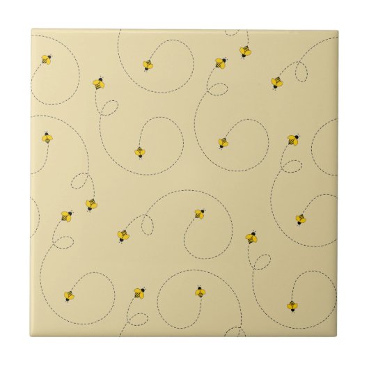 ハニービーワグルダンス淡い琥珀金ゴールド タイル (正面)