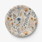 ハニービーヴィンテージブルーフローラベビーシャワー ペーパープレート (正面)