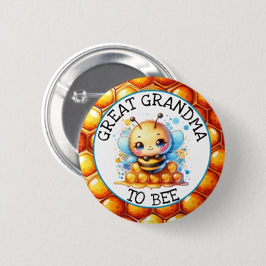 ハニービー少年の赤ちゃんシャワー素晴らしおばあちゃん 缶バッジ (正面&裏面)