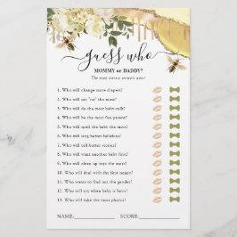 ハニービー推測ベビーシャワーゲーム