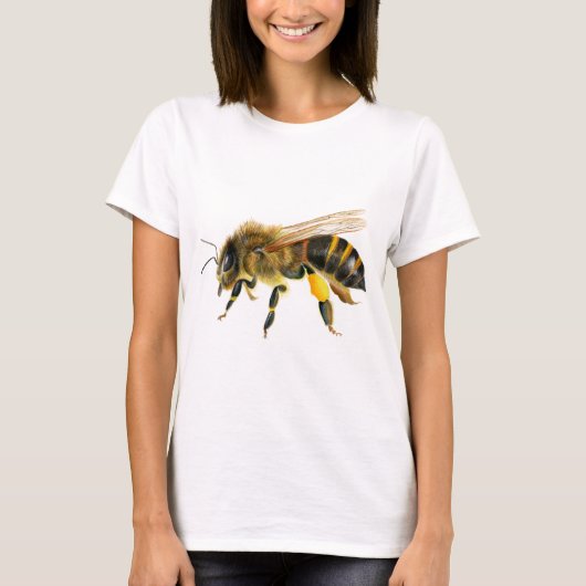 ハニービー昆虫水カラーのアートワーク Tシャツ (正面)