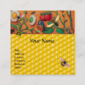 ハニービー春の花、いちご蜂 スクエア名刺 (正面)