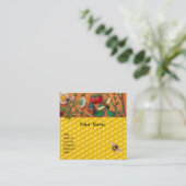 ハニービー春の花、いちご蜂 スクエア名刺 (スタンド正面)