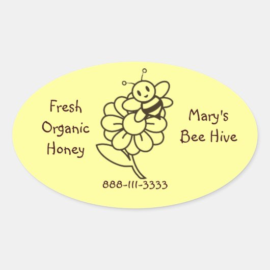 ハニービー楕円形ラベルシール 楕円形シール (正面)