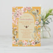 ハニービー水彩花イラスト ファーストビーデイ 招待状 (スタンド正面)