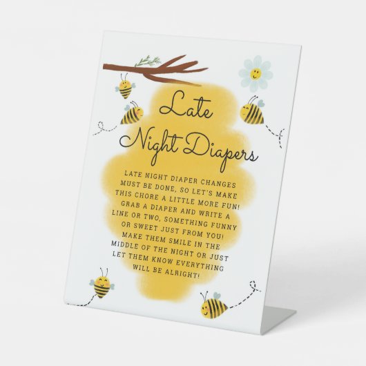 ハニービー深夜おむつ赤ちゃんシャワーテーブル 台座サイン (正面)