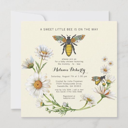 ハニービー甘い小さなハニーベビーシャワー 招待状 (正面)