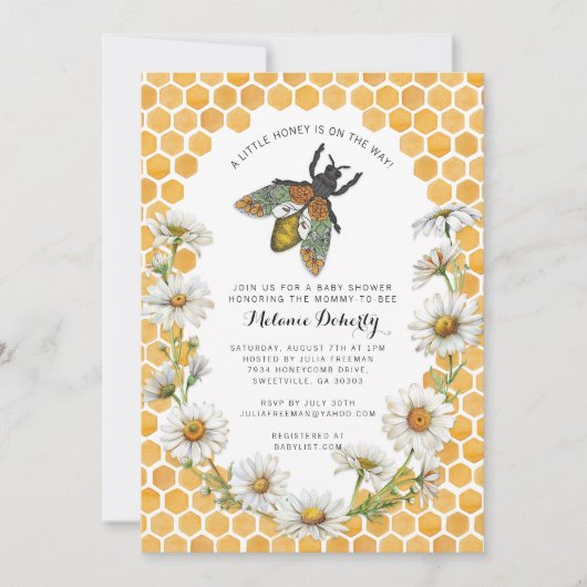 ハニービー甘い小さなハニーベビーシャワー 招待状 (正面)