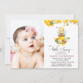 ハニービー甘い黄色のフローラひまわり水色 招待状 (正面)