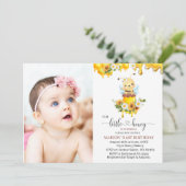 ハニービー甘い黄色のフローラひまわり水色 招待状 (スタンド正面)