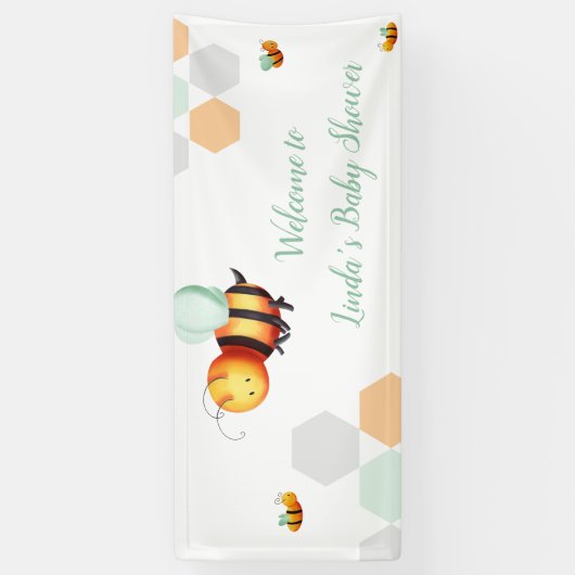 ハニービー男女兼用赤ちゃんシャワー 横断幕 (縦)