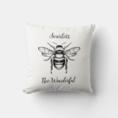 ハニービー白黒パーソナライズ クッション (正面)