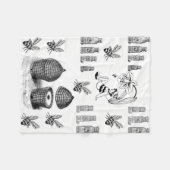 ハニービー白黒装飾フリースブランケット フリースブランケット (正面(横))