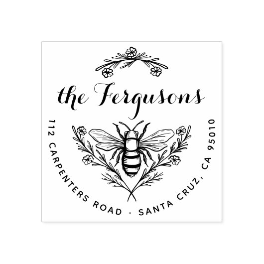 ハニービー素朴スクリプトファミリー名差出人住所 ラバースタンプ (インプリント)