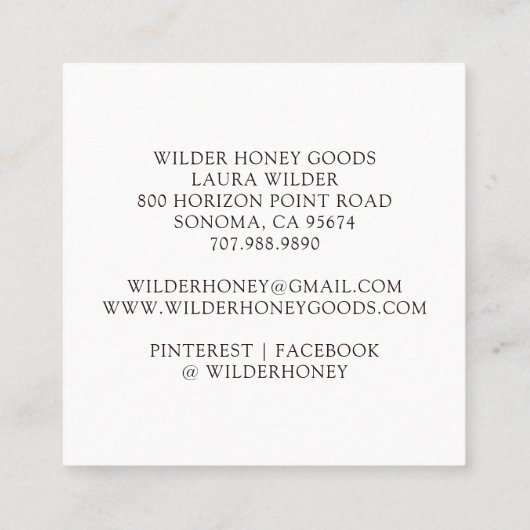 ハニービー製品の水彩ロ図解入りの、写真付きのゴ スクエア名刺 (裏面)