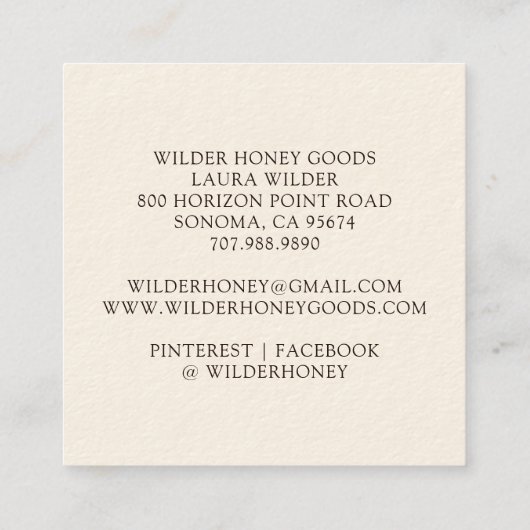 ハニービー製品図解入りの、写真付きのロゴ金箔 スクエア名刺 (裏面)